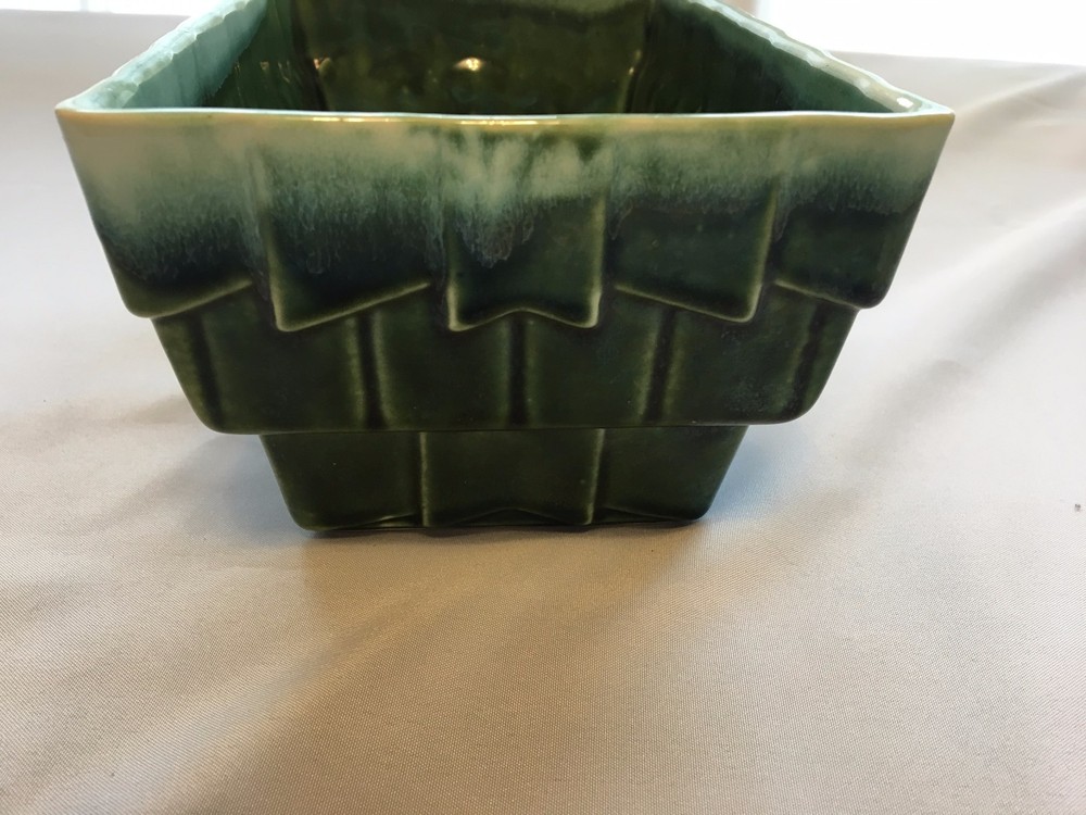 Cookson Pottery Green Geometric Rectangular Pottery Planter #2808