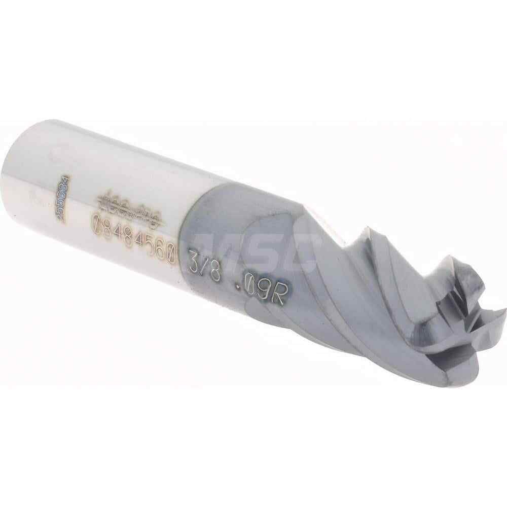 Accupro 3/8" Diam 4 Flute Single End Solid Carbide 0.09" Corner Radius End Mi...