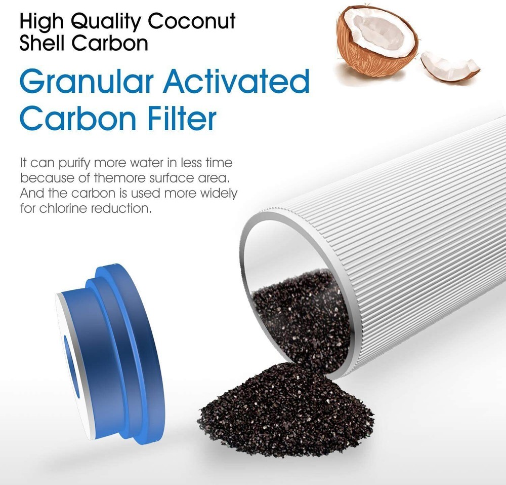 1-12Pack 10"x2.5" GAC Granular Activated Carbon Water Filter Whole House Replace