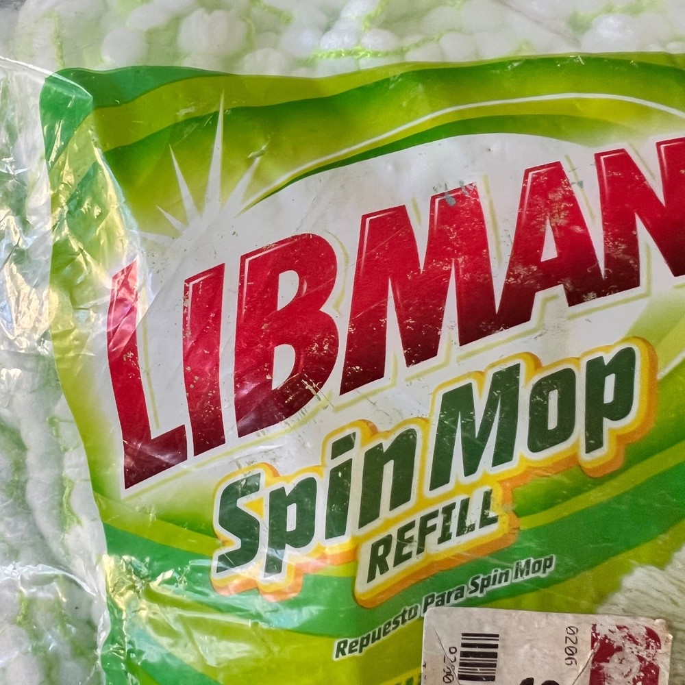 Libman Spin Mop Refill Deep Cleaning Microfiber Machine Washable White Green