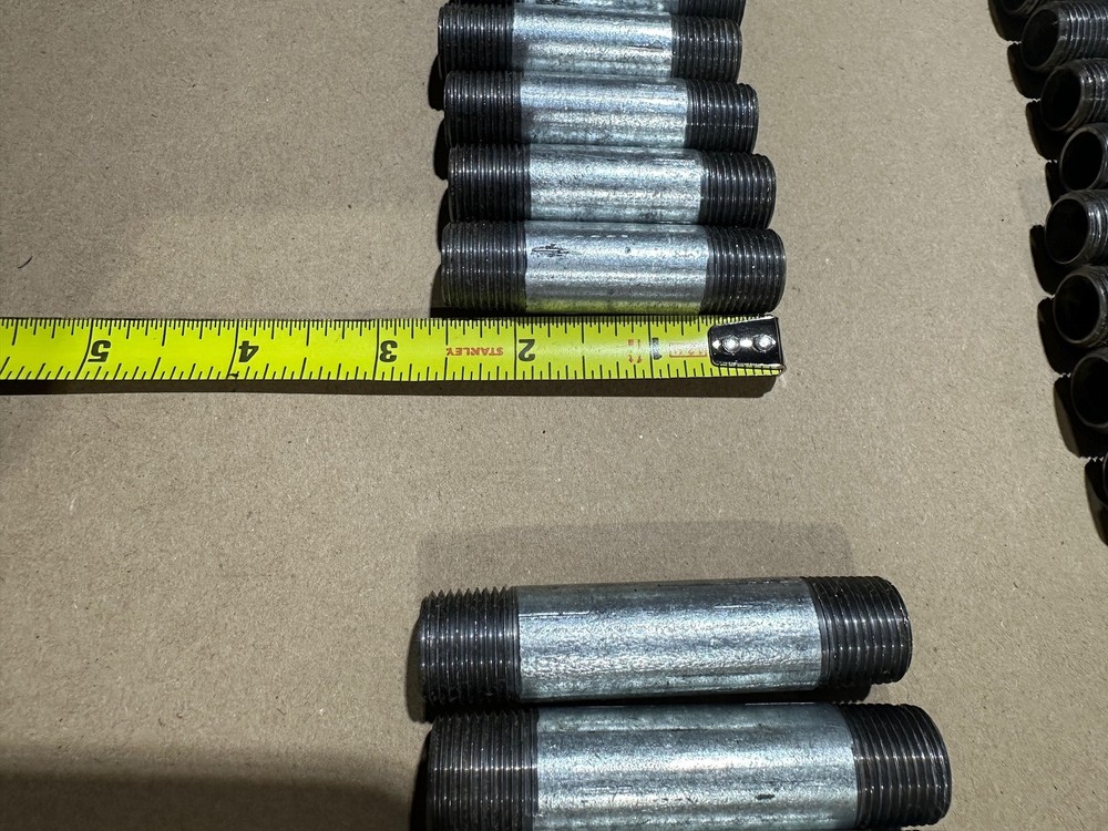 66x Pack Pipe Nipple Assorted Galvanized Steel 3/8" Dual Thread Multiple Sizes