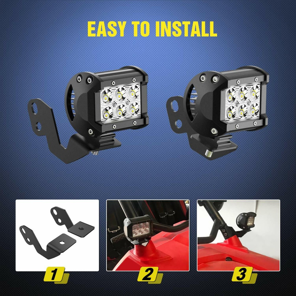 Nilight 2PCS LED Light Bar Side Pillar Mounting Brackets For UTV 14-18 POLAR RZR