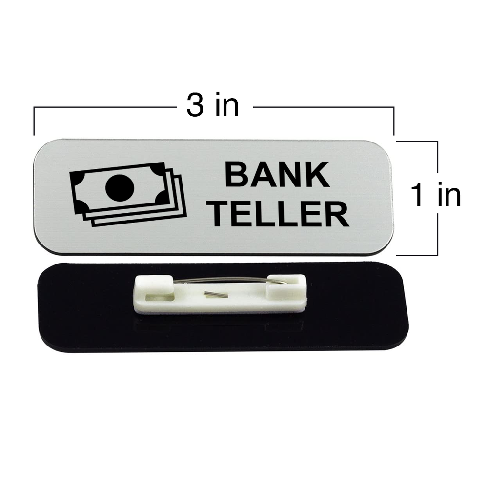 Bank Teller 1 x 3" Name Tag/Badge, (3 Pack)