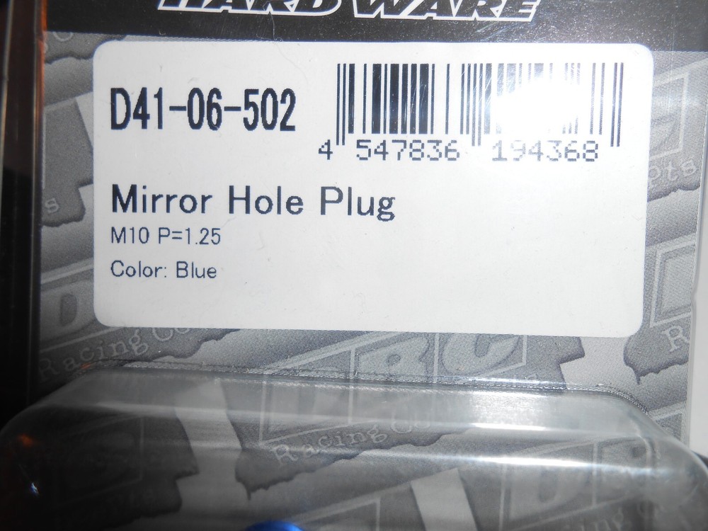 DRC Mirror Hole Plug/ M10P=1.25/Blue/D41-06-502