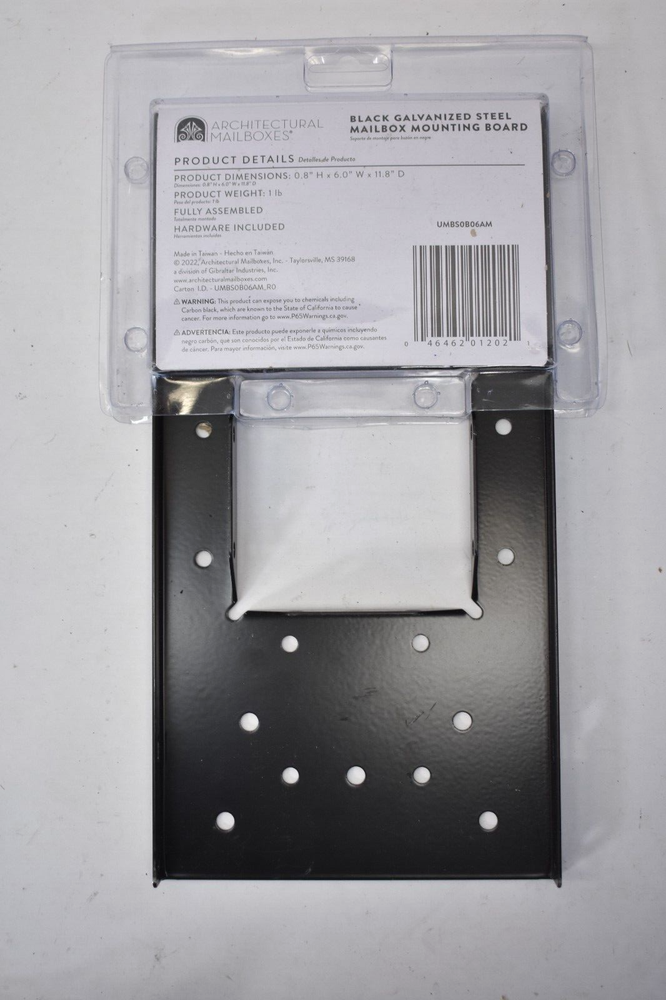 Architectural Mailboxes Black Galvanized Steel Mailbox Mounting Board 4" x 4"