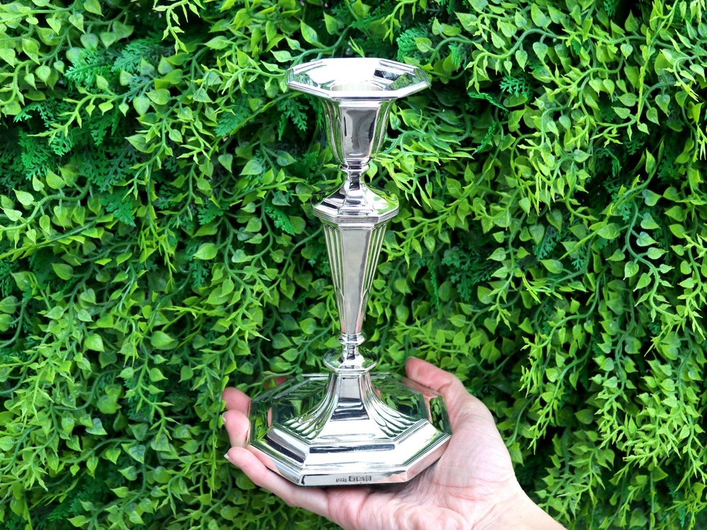 Sterling Silver Candlesticks Antique George V (1912)