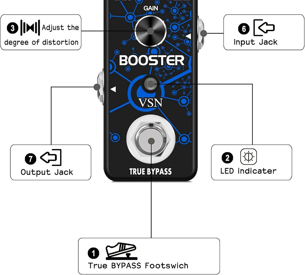 Mini Guitar Clean Boost Pedal True Bypass Electric Guitar Effects