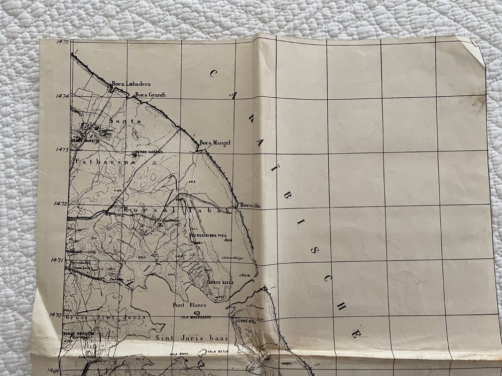 Vintage 1942 US ENGINEERS Force Curacao Map Sheet XVIII