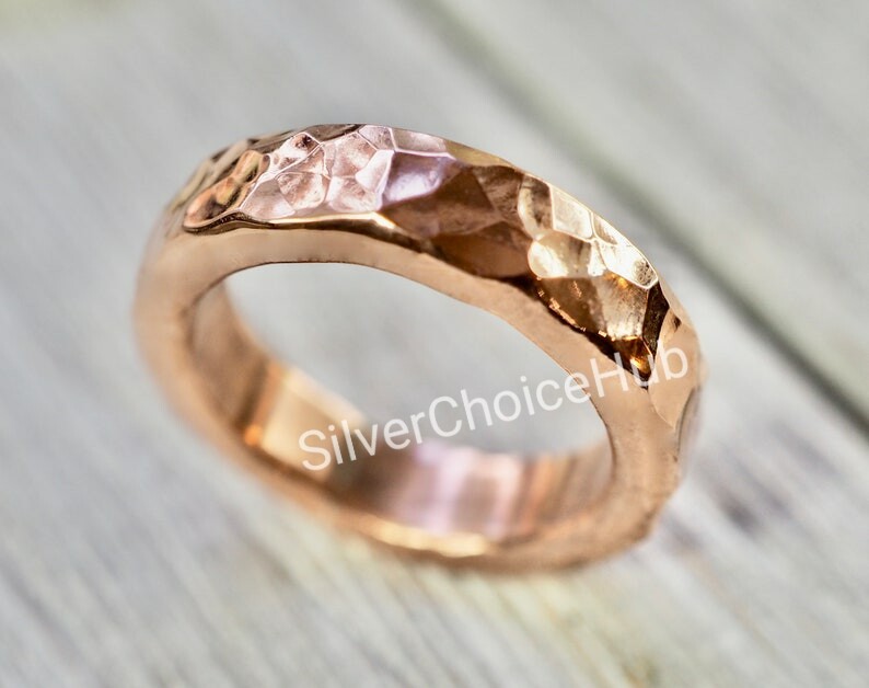 Pure Copper Ring Hammered Copper Band Ring Hammered Solid Copper Men's Ring B95