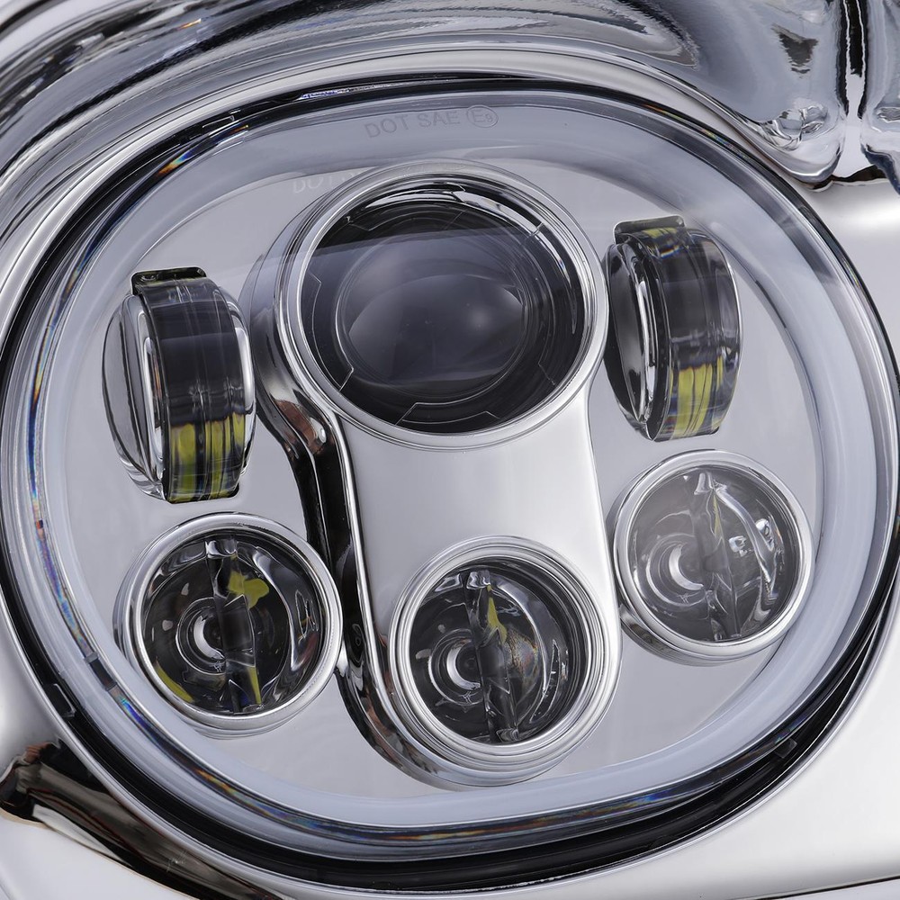 For Harley Road Glide 2004-13 Chrome Dual Projector LED Headlight