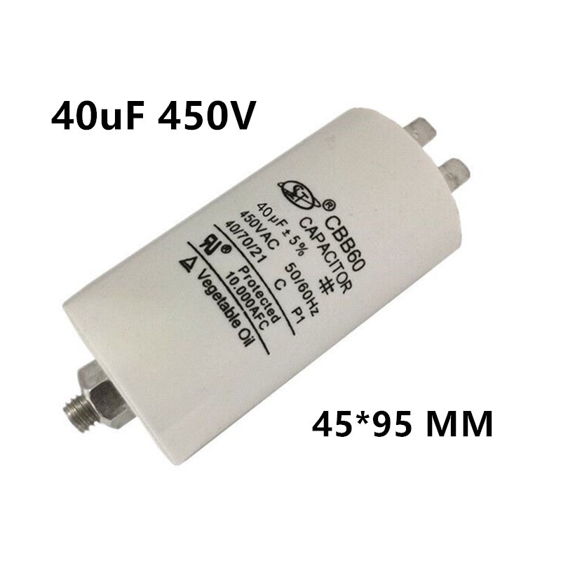 CBB60 40UF 40MFD 450V AC MOTOR START RUN CAPACITOR with STUD TERMINAL