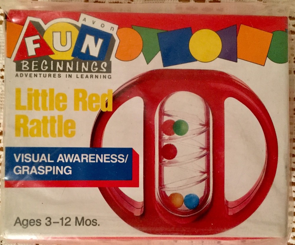 1989 AVON FUN BEGINNINGS "Little Red Rattle" VISUAL AWARENESS/GRASPING *NRFB*