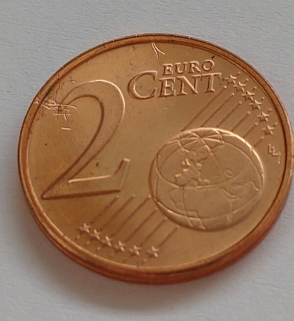 2 cent coin 2002 Luxembourg ERROR! RARE! UNCIRCULLATED
