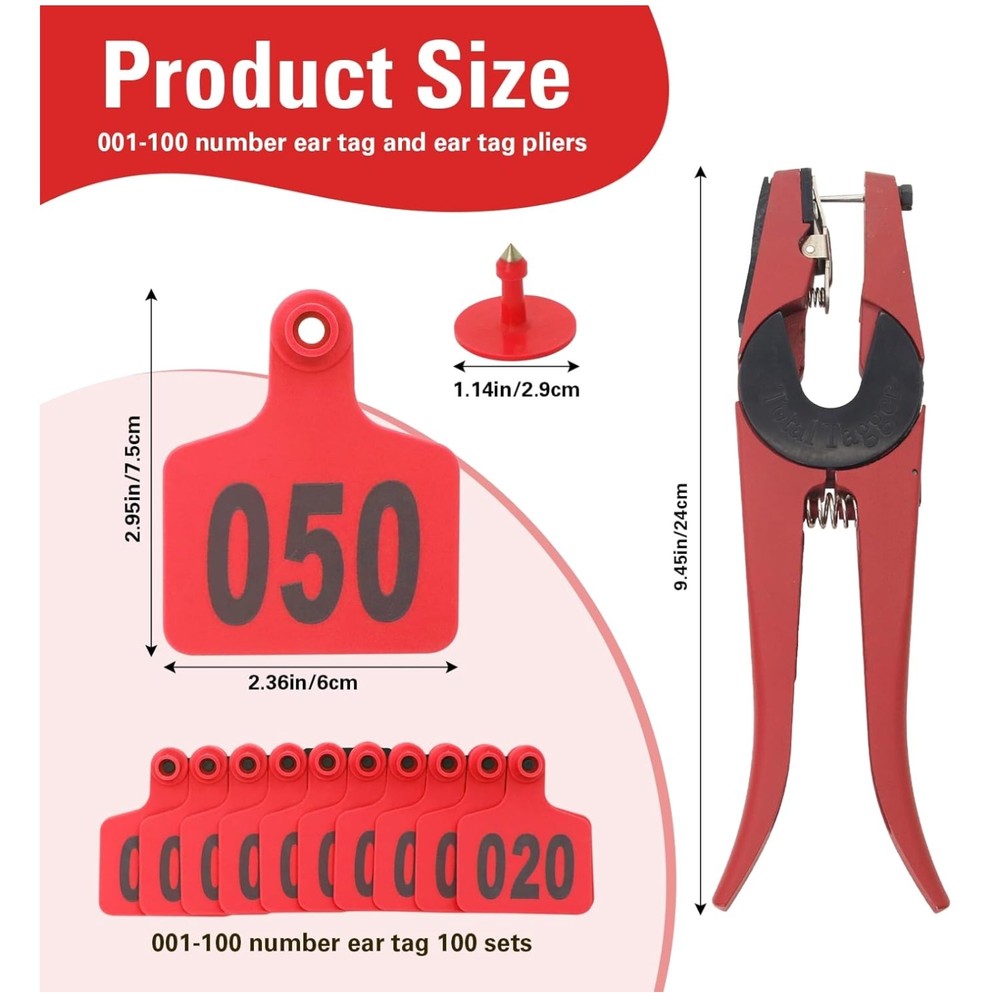 Livestock Ear Tags Kit for Cows & Animals