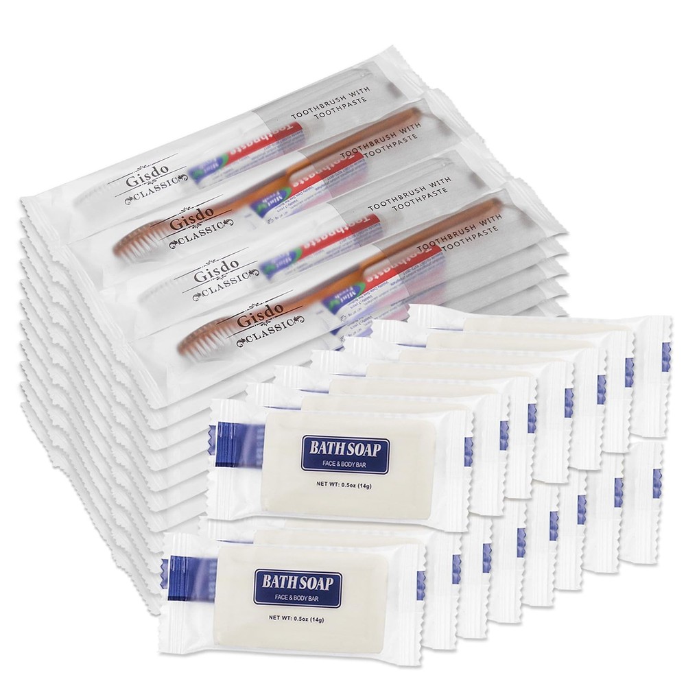 100 Pack Disposable Toothbrushes with Toothpaste Soap Individually Wrapped, 1...