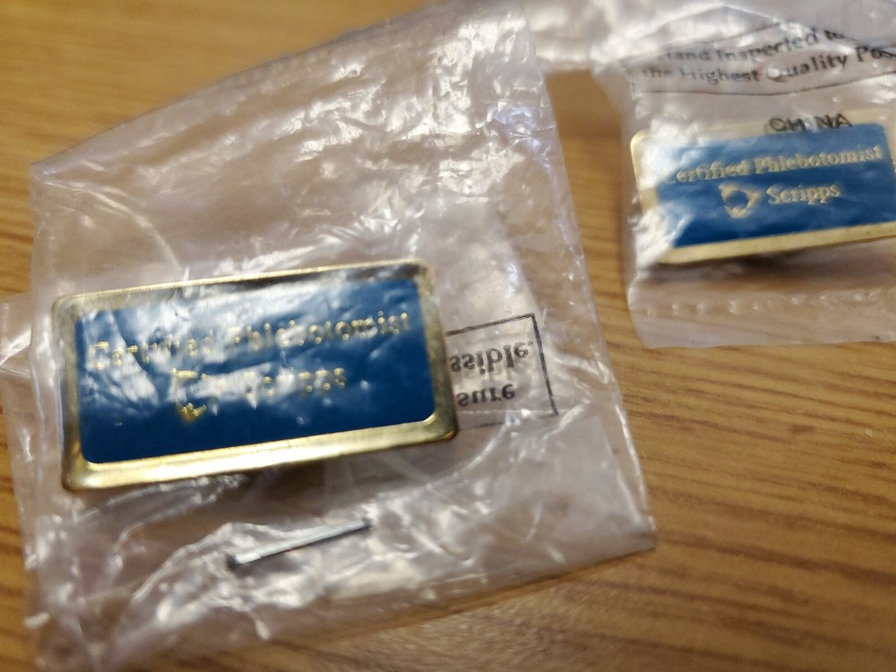 2 Certified Phlebotomist Scripps Pins