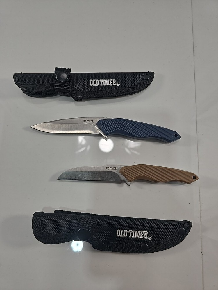Old Timer Combo Pack of 2 Fixed Blade Knives with Sheaths