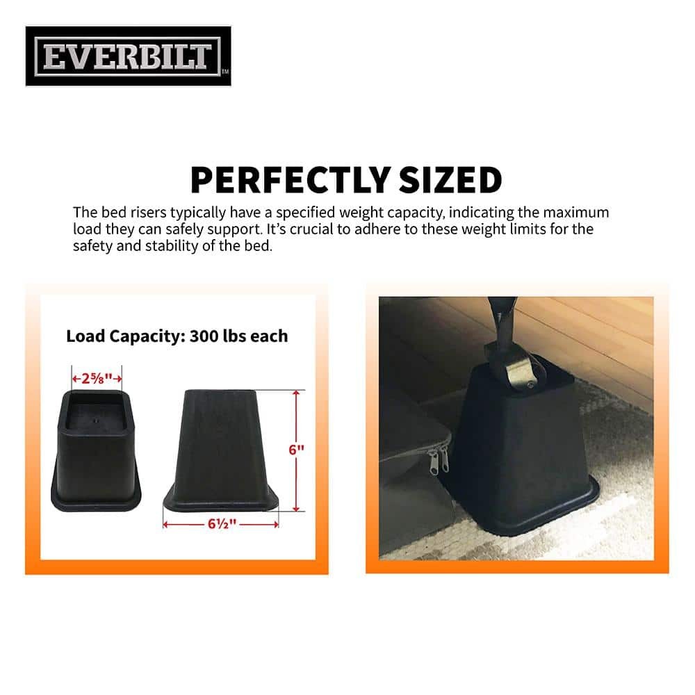 Everbilt 6 in. Black Bed Risers (4-Pack)
