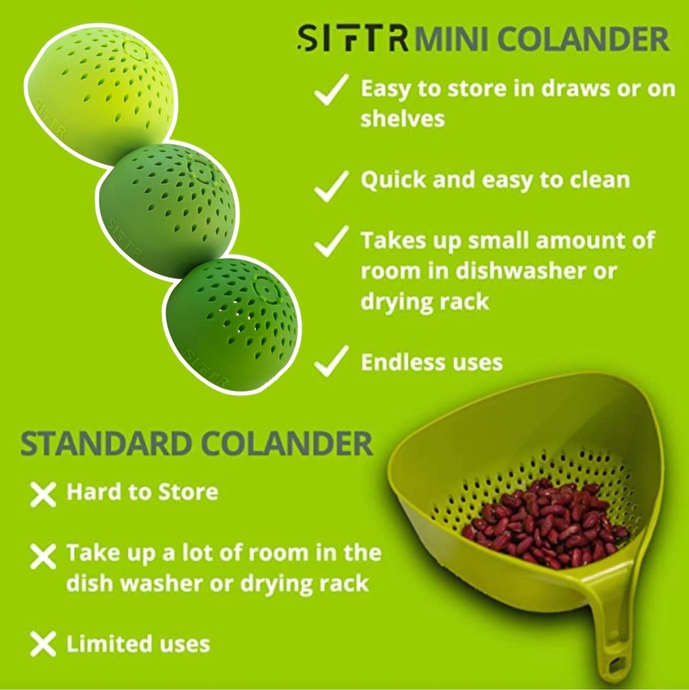 (PINK) Nesting Can Strainer Mini Colander Set - Space Saving Small Colanders ...