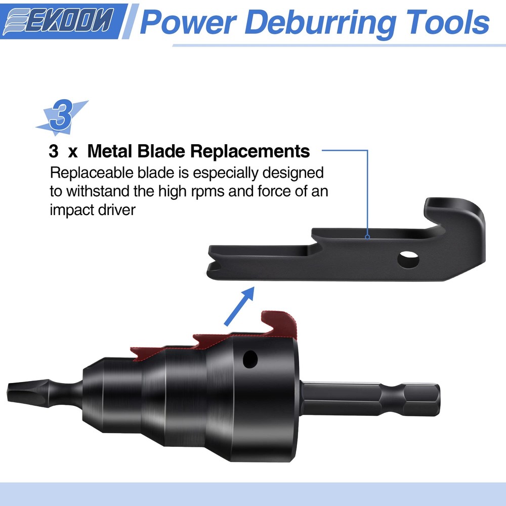 1/2'' 3/4'' Power Conduit Reamer Tools Kit Includes 3 Reamer Replacement Blades
