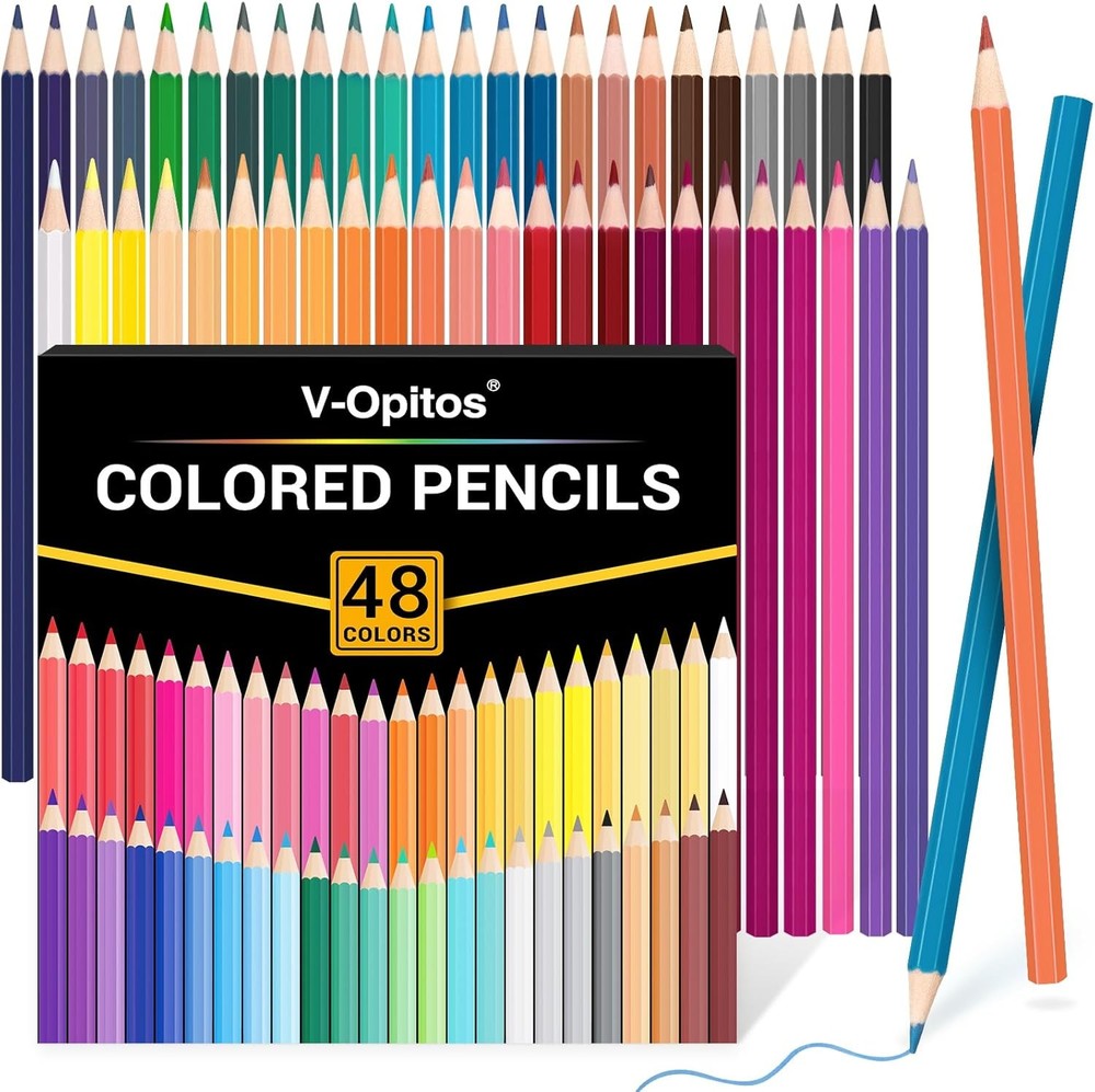 V-Opitos 48 Pack Colored Pencils Set, Pre-sharpened Coloring Multicolor