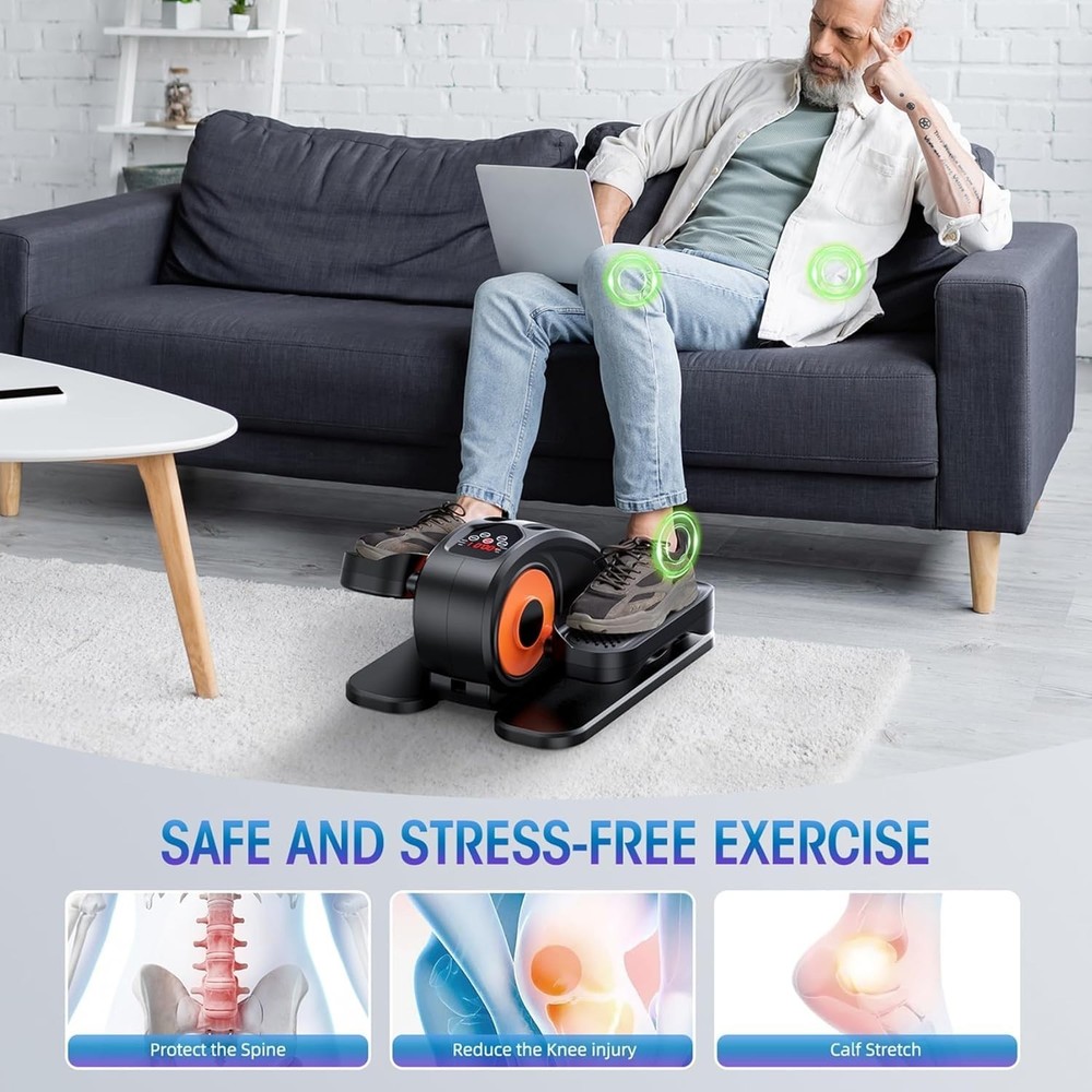 Compact Under Desk Elliptical Machine - 12-Speed Remote Control Leg Exerciser