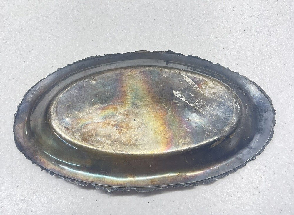 Antique Van Bergh Etched Silver Plated Dish 9008