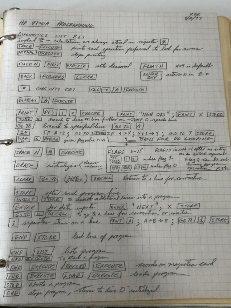 Satellite Tracking Antenna Trajectory Calculation Ephemera HP 9820 Program Notes