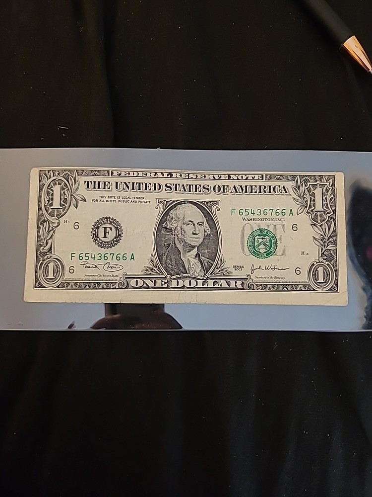 Series 2003 1 Dollor Bill  Error  Misaligned  Misprint Miscut Offset