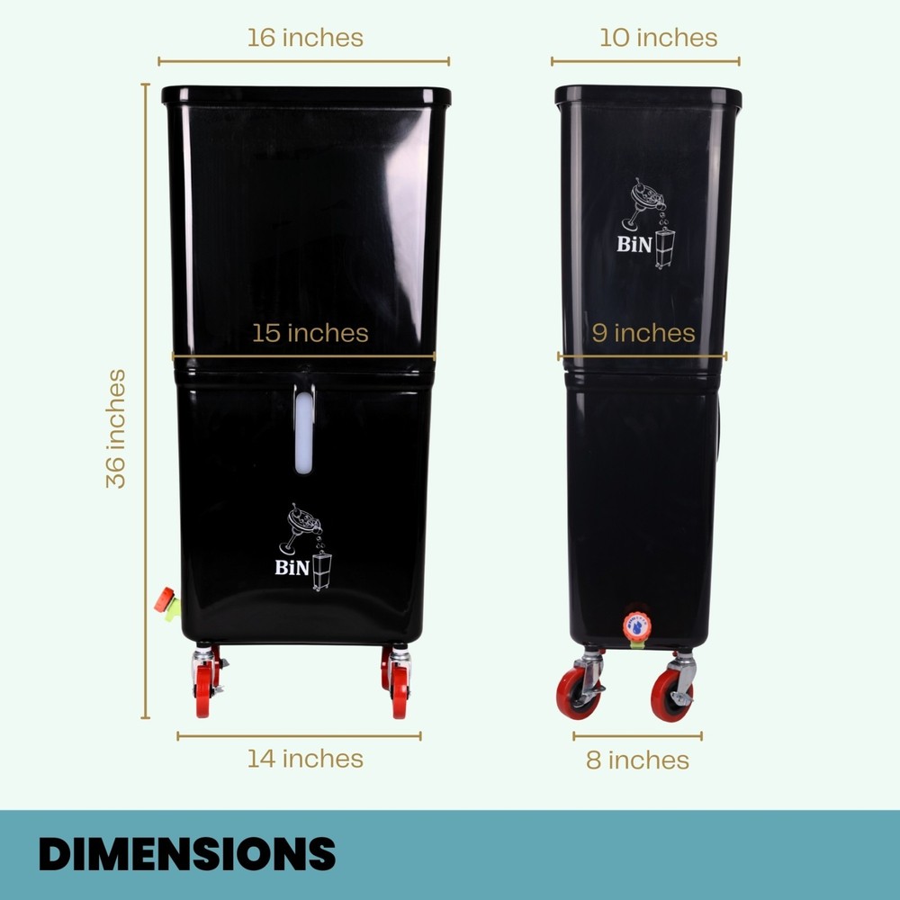 Black Drink Dump Bin w/ Wheels – Dual Compartment Liquid & Trash Disposal
