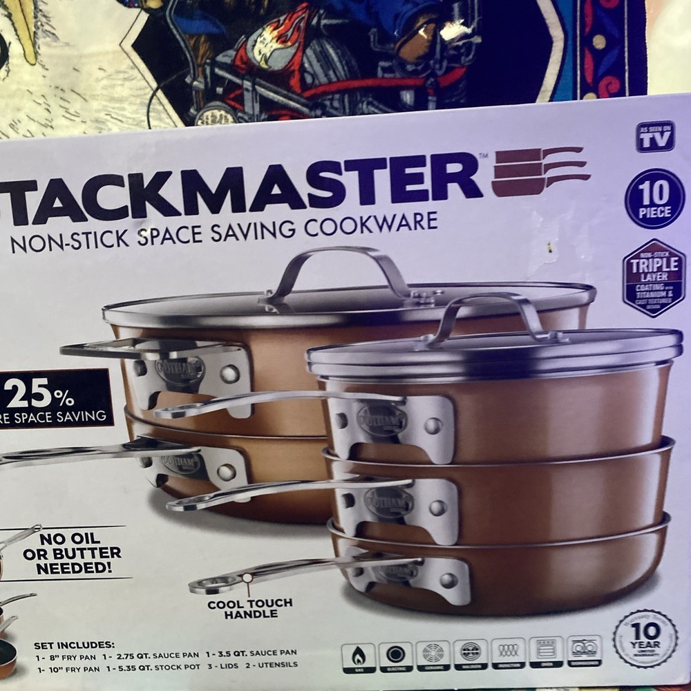 Gotham Steel STACKMASTER Pots Non-Stick 10 Piece Cookware Set New Open Box