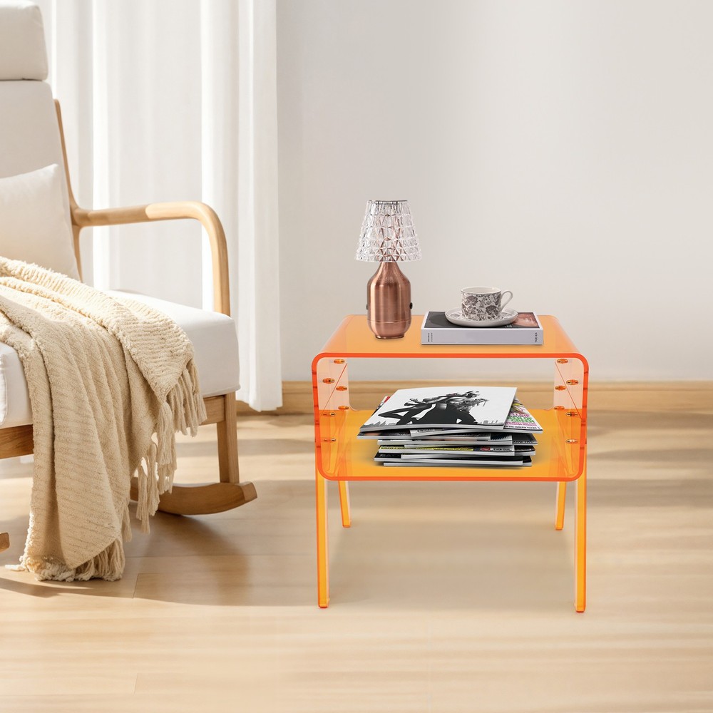 Orange Rectangular Side End Table/Night Stand Acrylic Side Table 40*30*43.2cm