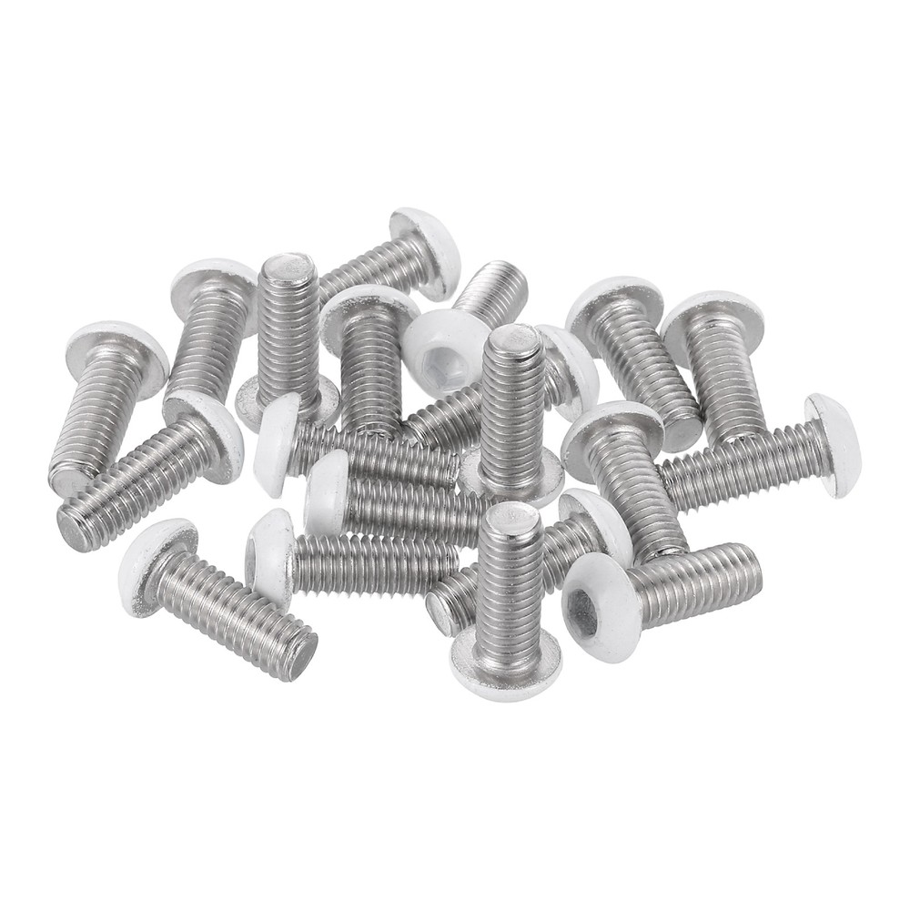 20 Pcs M6-1 x 16mm Button Head Socket Cap Screw Machine Screw, White