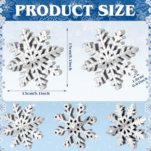 3 Pcs Winter Snowflake Centerpieces for Tables Disco Snowflake Table