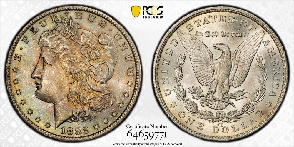 1882 CC Morgan Silver Dollar PCGS MS-65