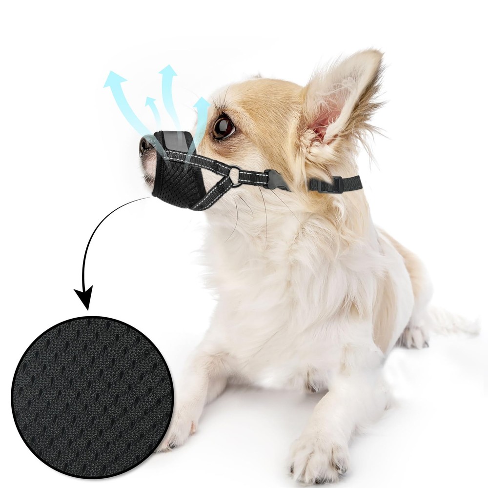 Dog Muzzle for Small Dogs - Soft Nylon Breathable Small, Black