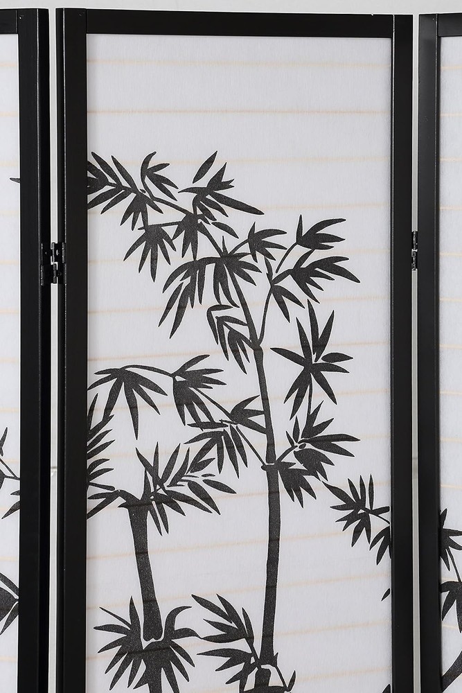 3-Panel Oriental Room Divider Screen, Black