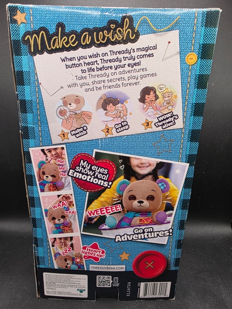 Thready Bear Interactive Plush Toy 70+ Expressions Reactions Button Eyes Lights