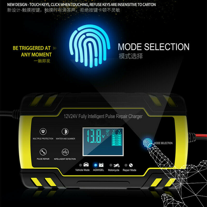 Motorcycle ATV Fully-Automatic Smart Charger Battery Maintainer Desulfator Tool
