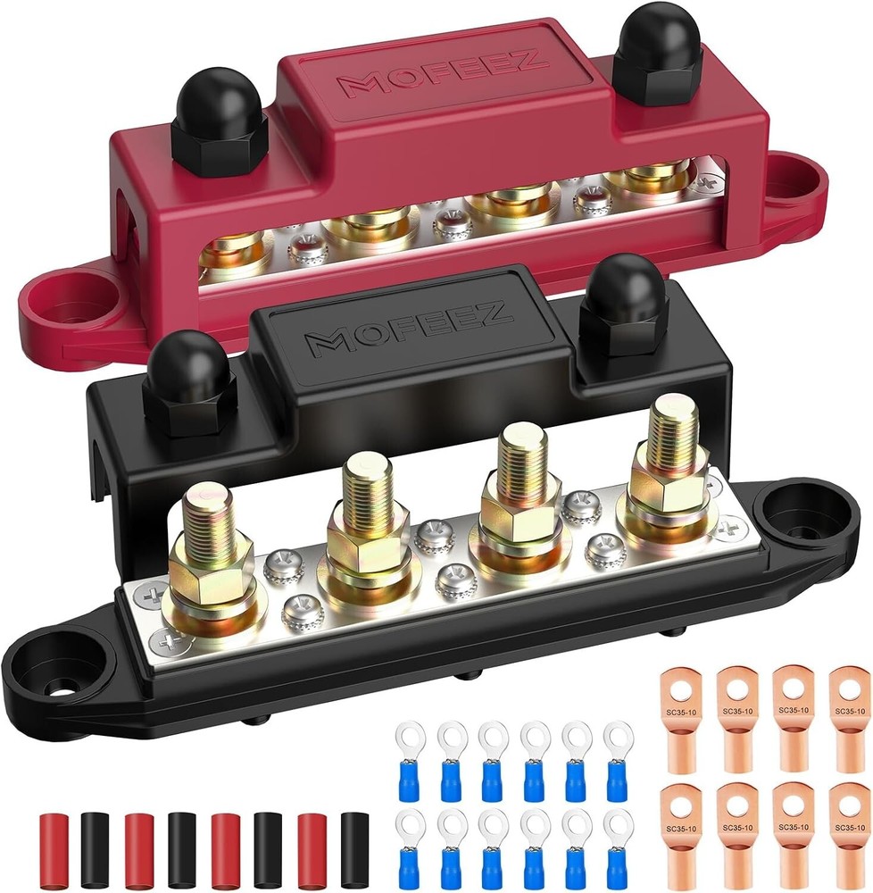 Compact Marine Bus Bar with Nickel-Plated Terminals - Safe Power Distribution