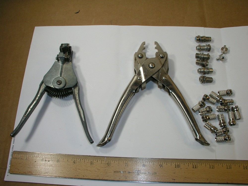 Coaxial Cable Crimping, Stripping Tool and 22 Fittings