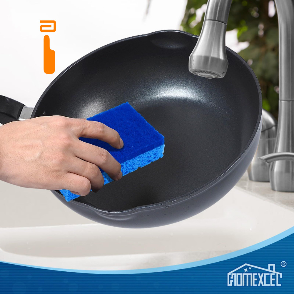 HOMEXCEL Sponges Kitchen 24pcs, Non-Scratch Scrub 24 Count, Blue-rectangle