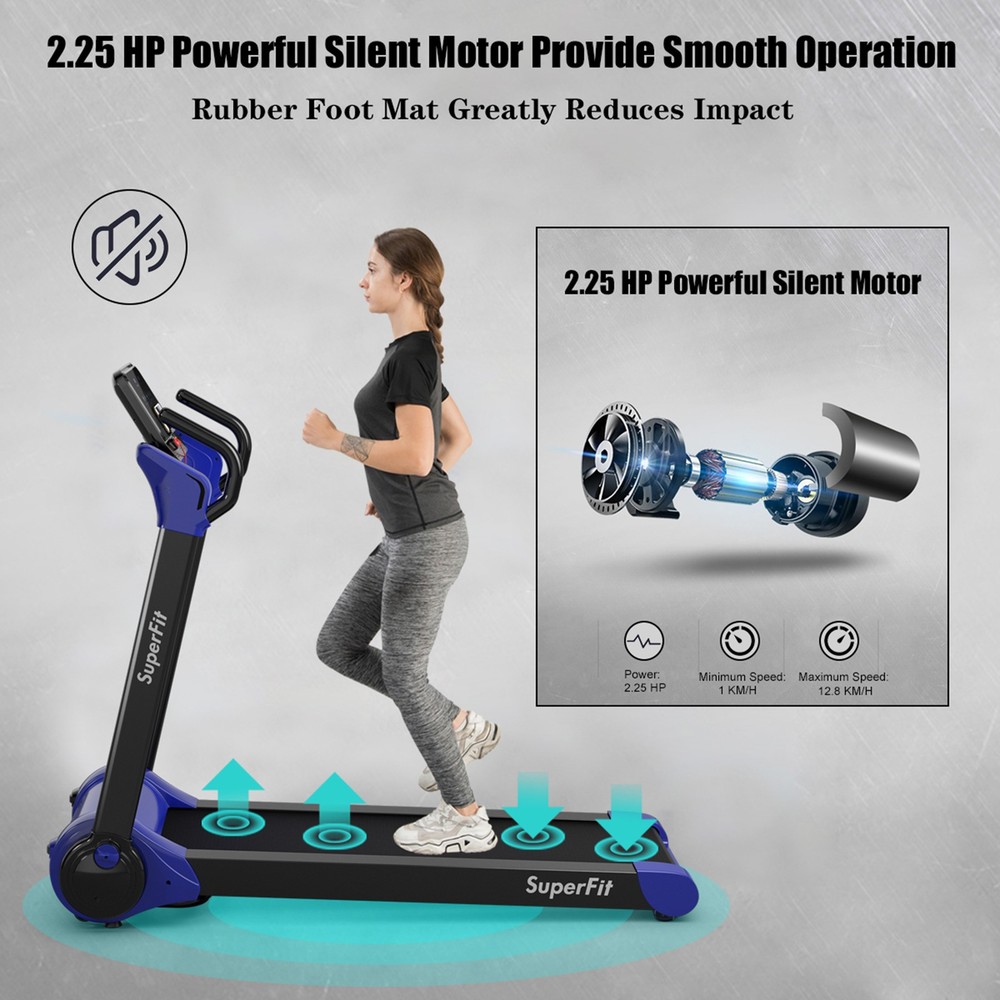 Folding 2.25HP Electric Treadmill Running Machine w/ LED Display Navy