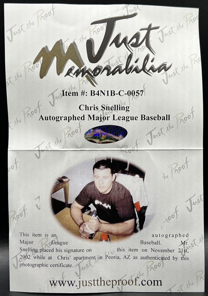 Chris Snelling Just Memorabilia MLB Autograph Baseball Seattle Mariners Auto