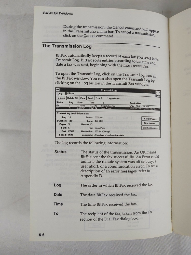 BitFax For Windows Manual + Software 5.25" Floppy Disk Bitfax Windows 3 Ver 2.05