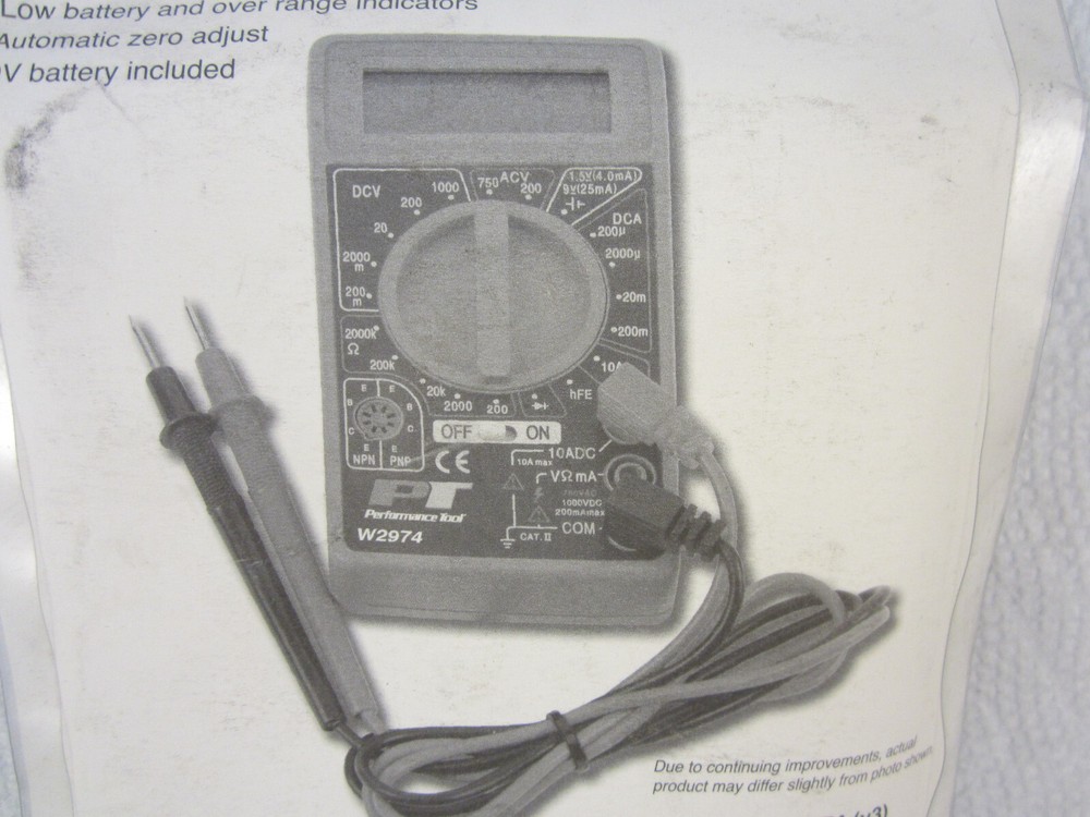 Performance Tool W2974 Digital Multi Tester New