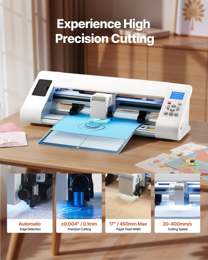 Vinyl Cutter with Auto Edge Detection & Adjustable Rollers 24in Max Width