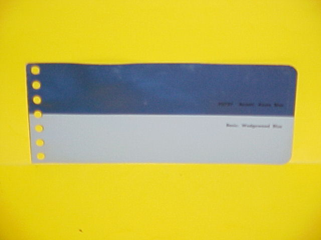 1957 STUDEBAKER CHAMPION COMMANDER 2-TONE PAINT CHIP AZURE & WEDGEWOOD BLUE 2