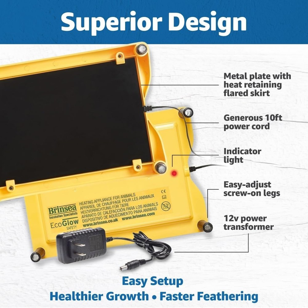 Indoor Poultry Heating Plate, 12 Watt, Adjustable for Comfortable Brooding