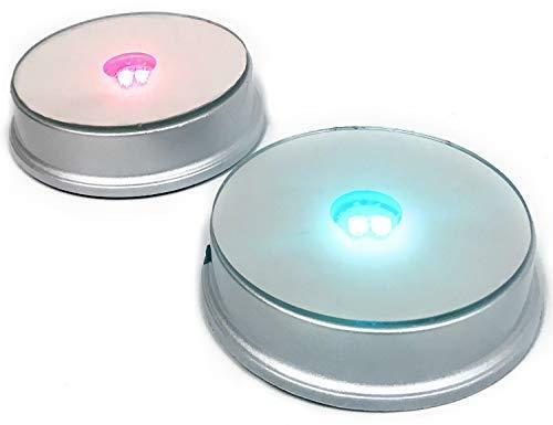 Amlong Crystal Merchandise Display Base, LED Lighted, Mirrored Top, 3 Color